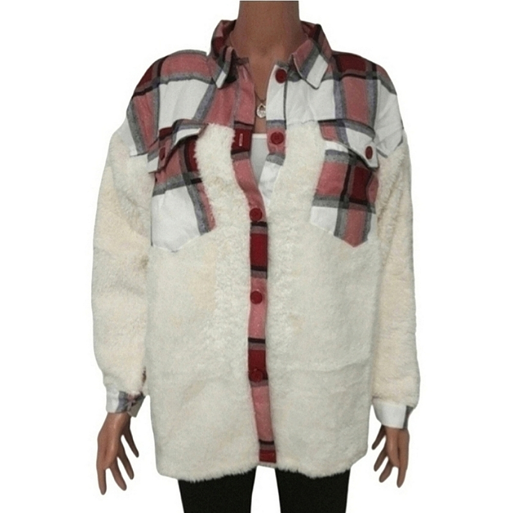 Button Up Fleece Shacket Womens Medium